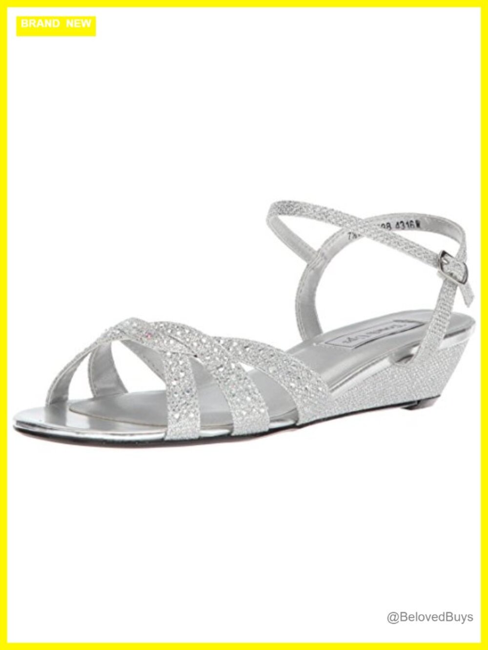 Faux Leather Jeweled Slingback Wedge Sandal Comfortable Formal Heel